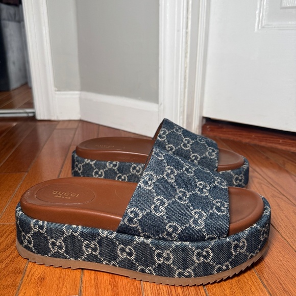 Gucci Shoes - Gucci Angelina GG Logo Platform Slide Sandal